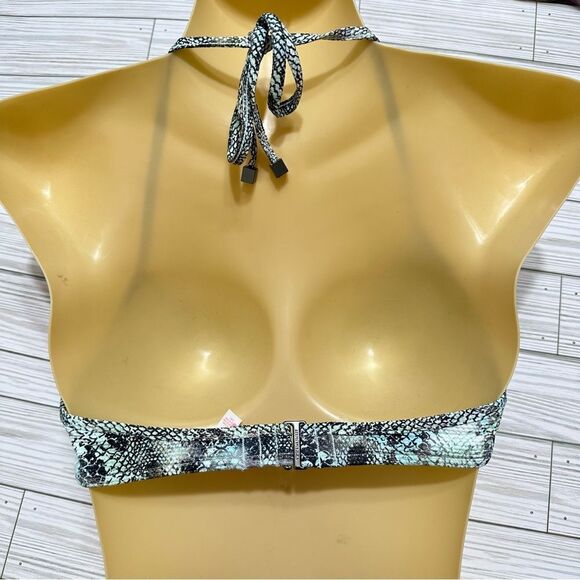 NWT VS BOOSTER HALTER SWIMSUIT BIKINI TOP MINT SNAKESKIN MERMAID 36C - Picture 8 of 10